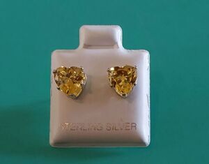 2Ct  Heart Cut 925 Sterling Silver  Lab Citrine Stud Earrings